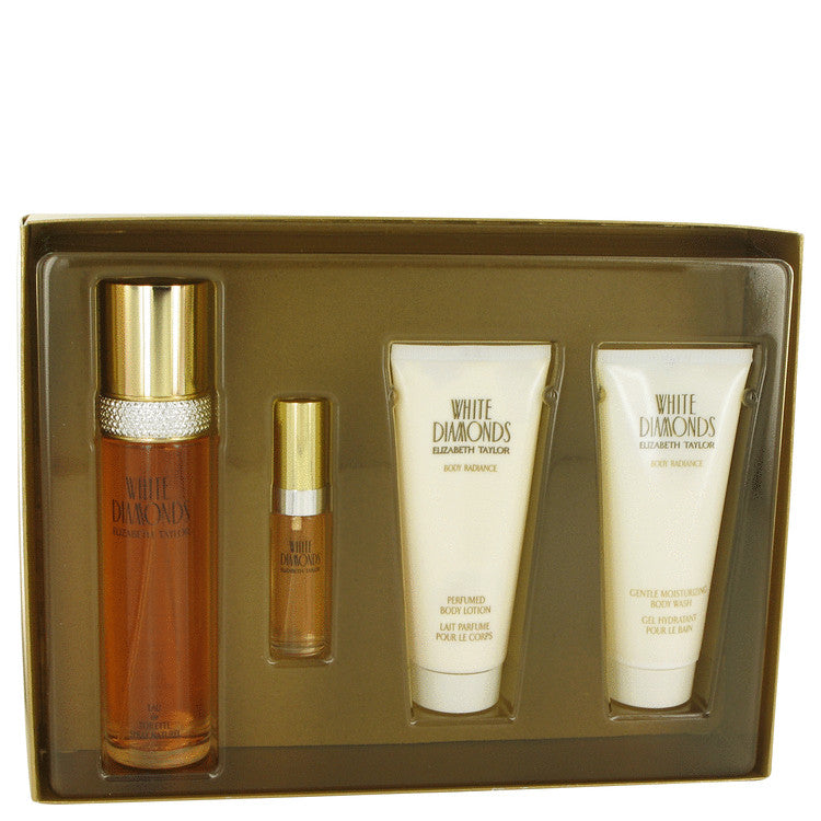 WHITE DIAMONDS by Elizabeth Taylor Gift Set -- 3.3 oz Eau De Toilette Spray + .33 oz Mini EDT Spray + 3.3 oz Body Lotion + 3.3 oz Body Wash for Women