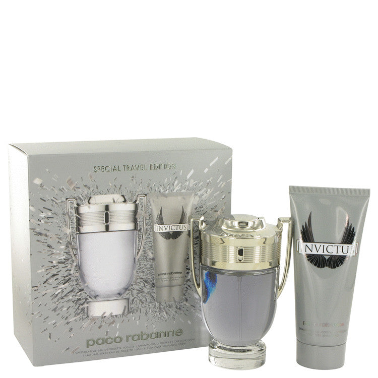 Invictus by Paco Rabanne Gift Set -- 3.4 oz Eau De Toilette Spray + 3.4 oz Shower Gel for Men