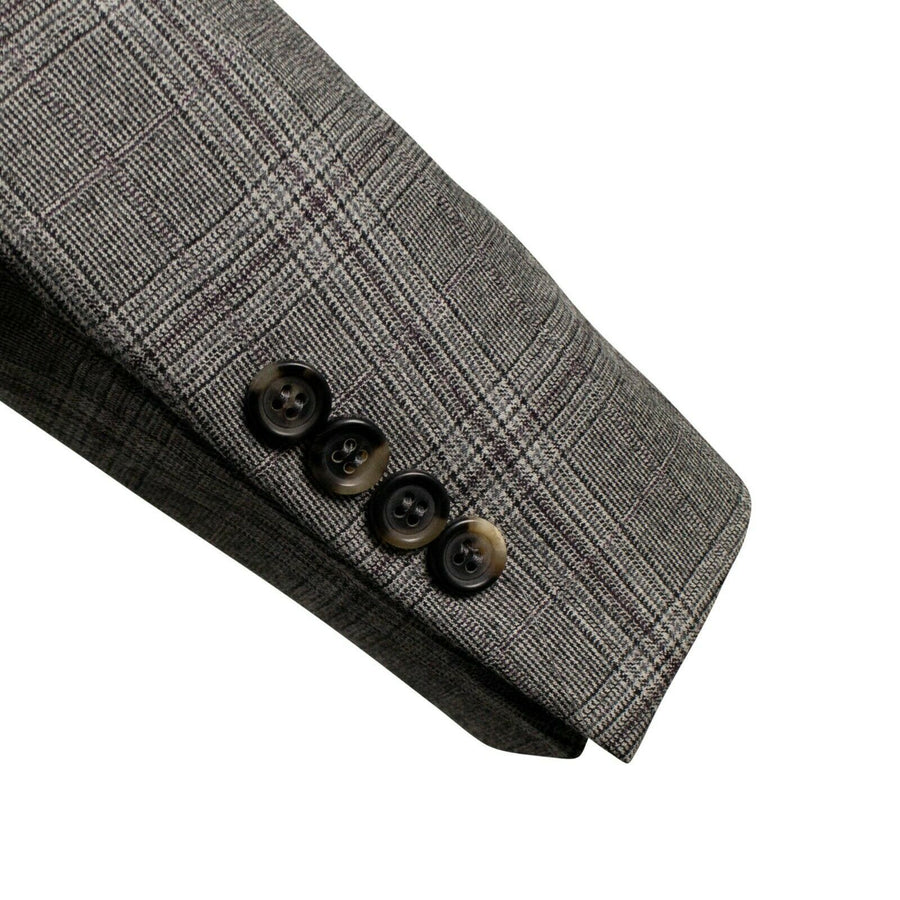 Drop 6 Plaid Wool Blend 3 Roll 2 Button Classic Fit Suit - Gray