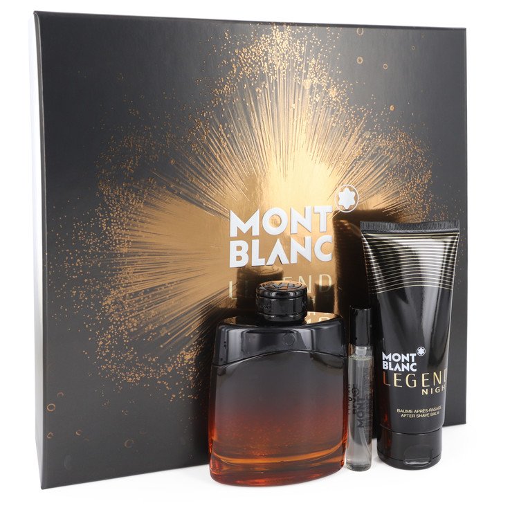 Montblanc Legend Night by Mont Blanc Gift Set -- 3.3 oz Eau De Parfum Spray +.25 oz Mini EDP Spray + 3.3 oz After Shave Balm for Men