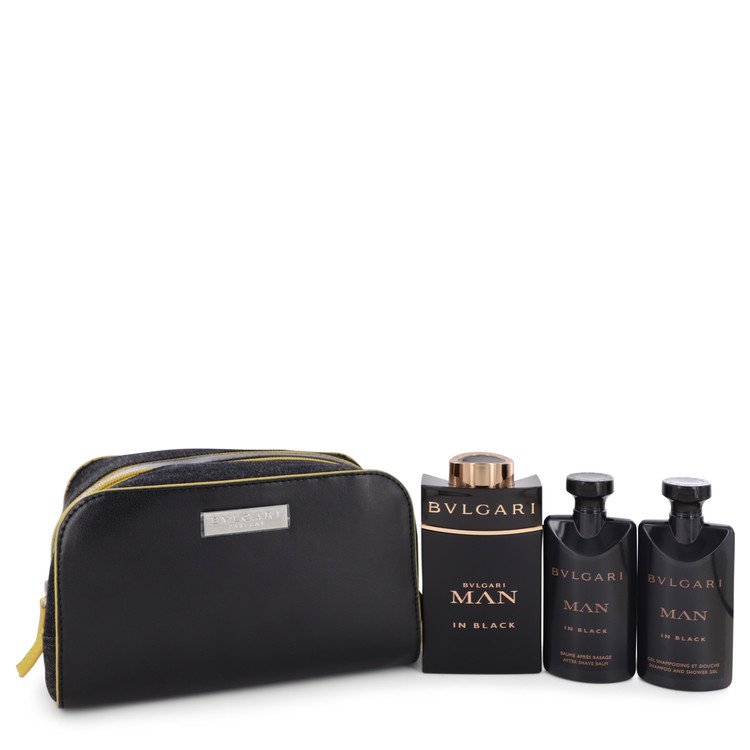 Bvlgari Man In Black by Bvlgari Gift Set -- 3.4 oz Eau De Toilette Spray + 2.5 oz After Shave Balm +2.5 oz Shower Gel + Pouch for Men