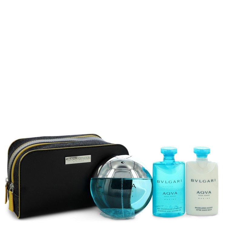 Bvlgari Aqua Marine by Bvlgari Gift Set -- 3.4 oz Eau De Toilette Spray + 2.5 oz After Shave Balm + 2.5 oz Shower Gel + Pouch for Men