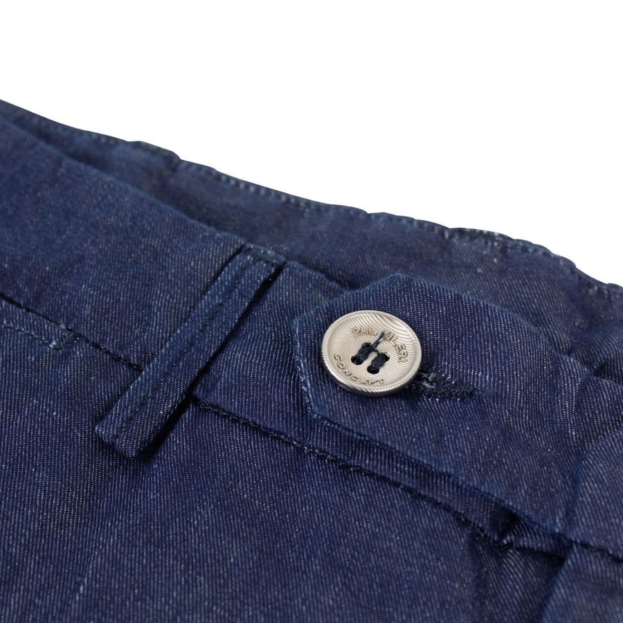 Blue Cotton Blend Dress Pants