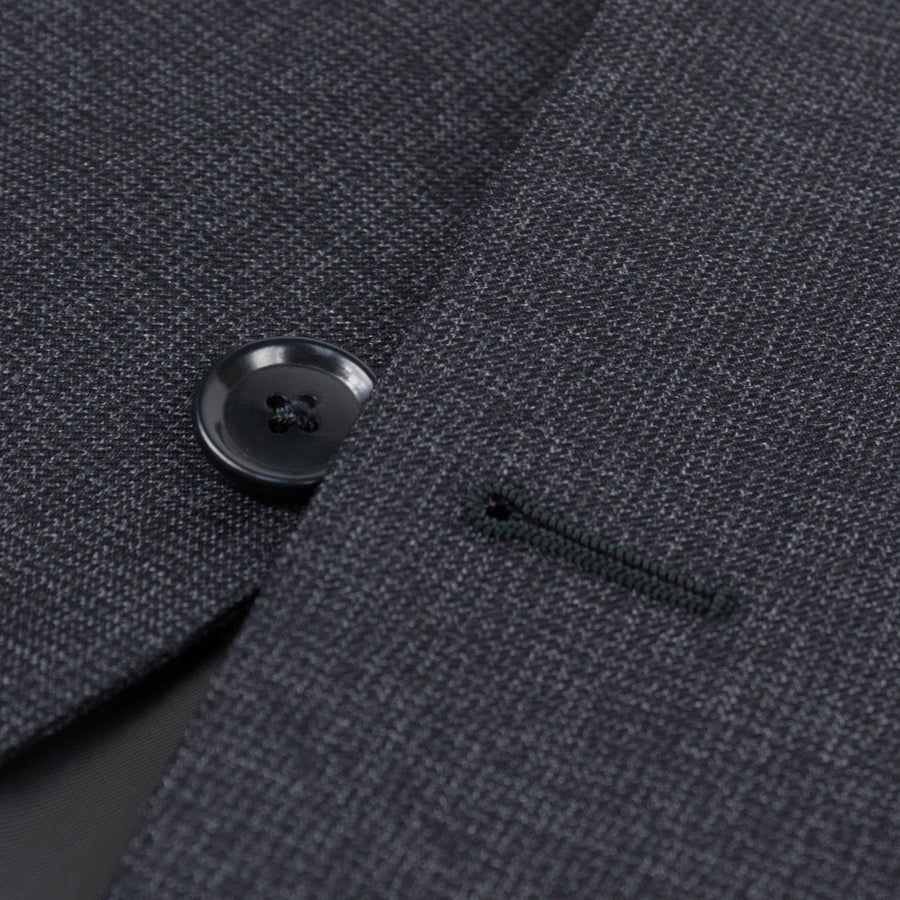 Micro Houndstooth Wool Two Button Suit - Charcoal Gray