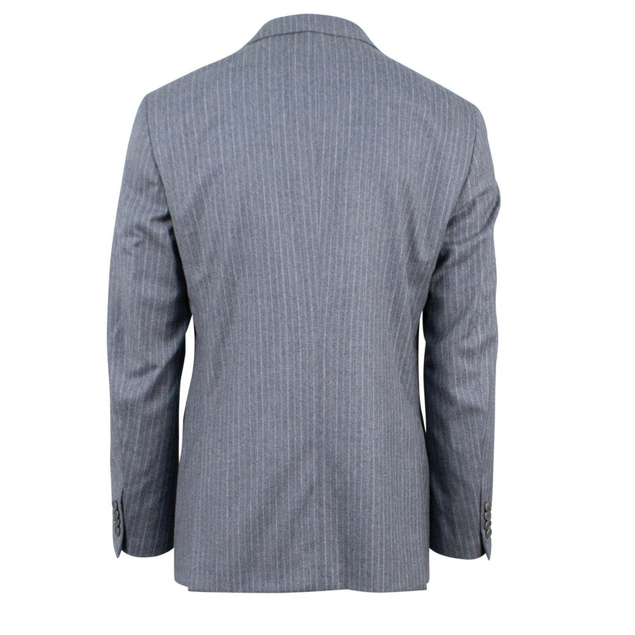 Striped Wool Two Button Suit - Grey