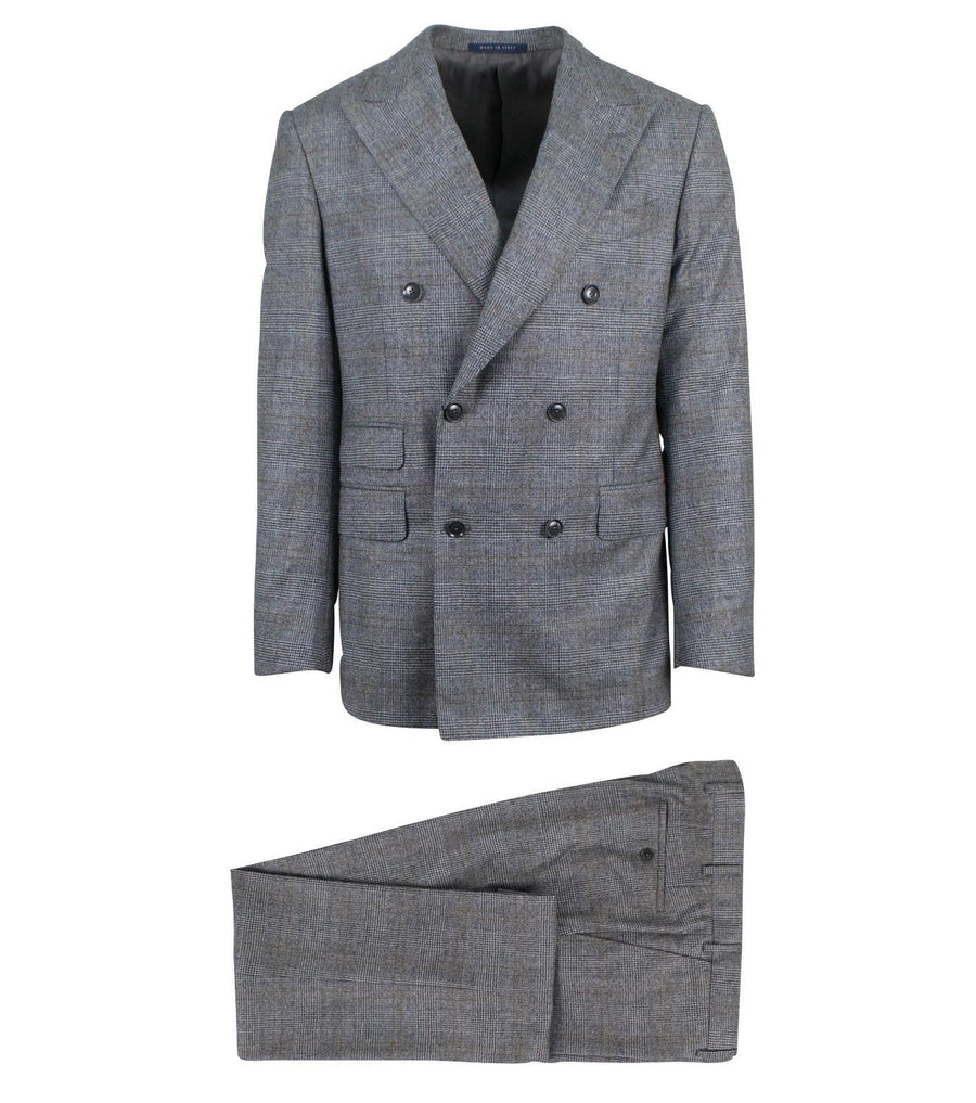 Glen Check Cashmere Blend Double-Breasted Suit - Gray
