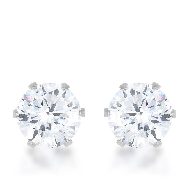 Reign 3.4ct CZ Rhodium Stainless Steel Stud Earrings