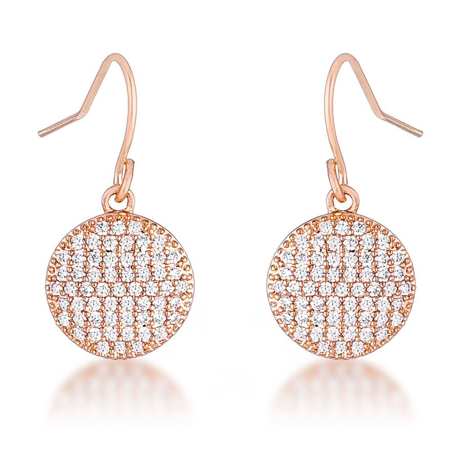 .6 Ct Elegant CZ Rose Gold Plated Disk Earrings