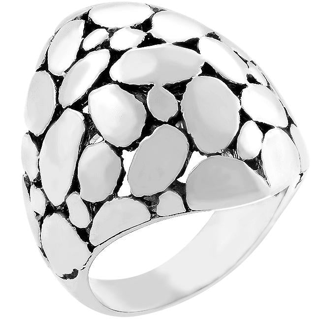 Silvertone Cobblestone Ring