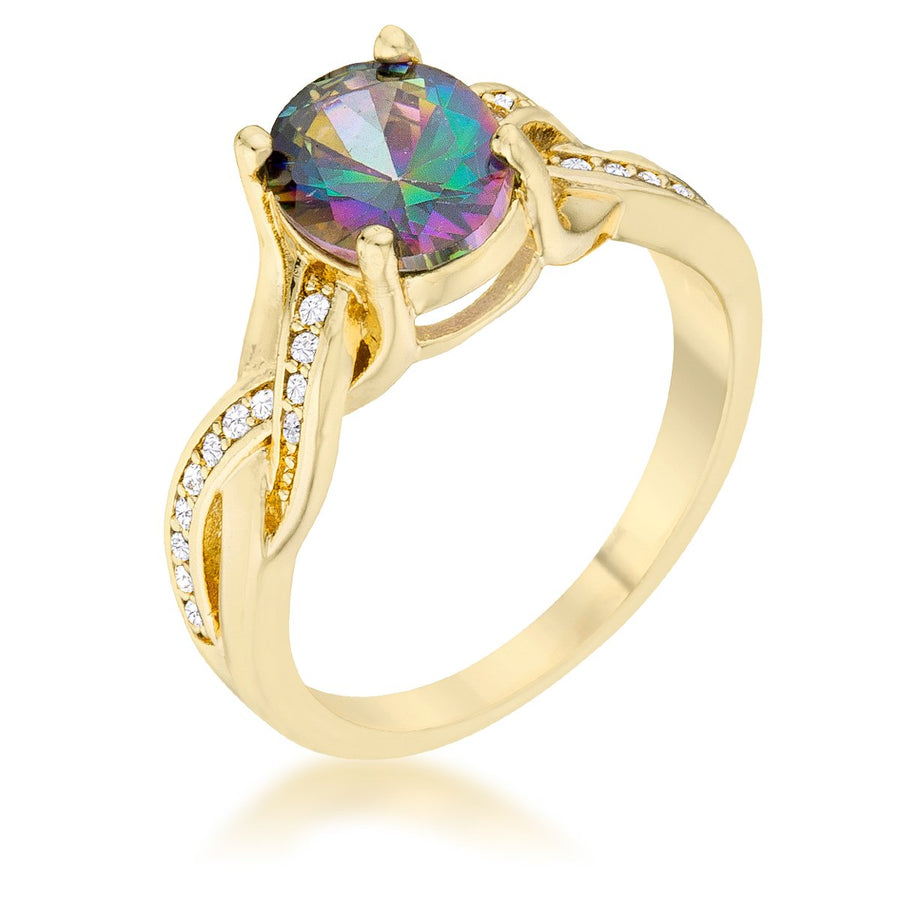Justine 2ct Mystic CZ 14k Gold Classic Oval Ring, <b>Size 5</b>