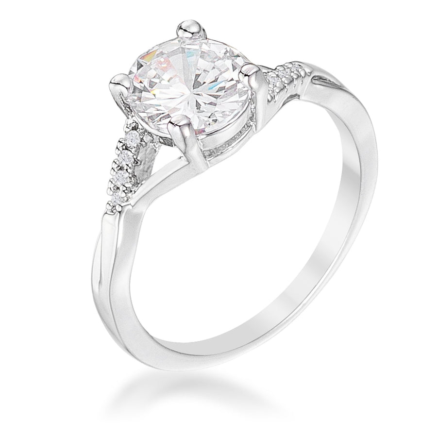 1.3Ct Silvertone Simple Engagement Ring, <b>Size 5</b>