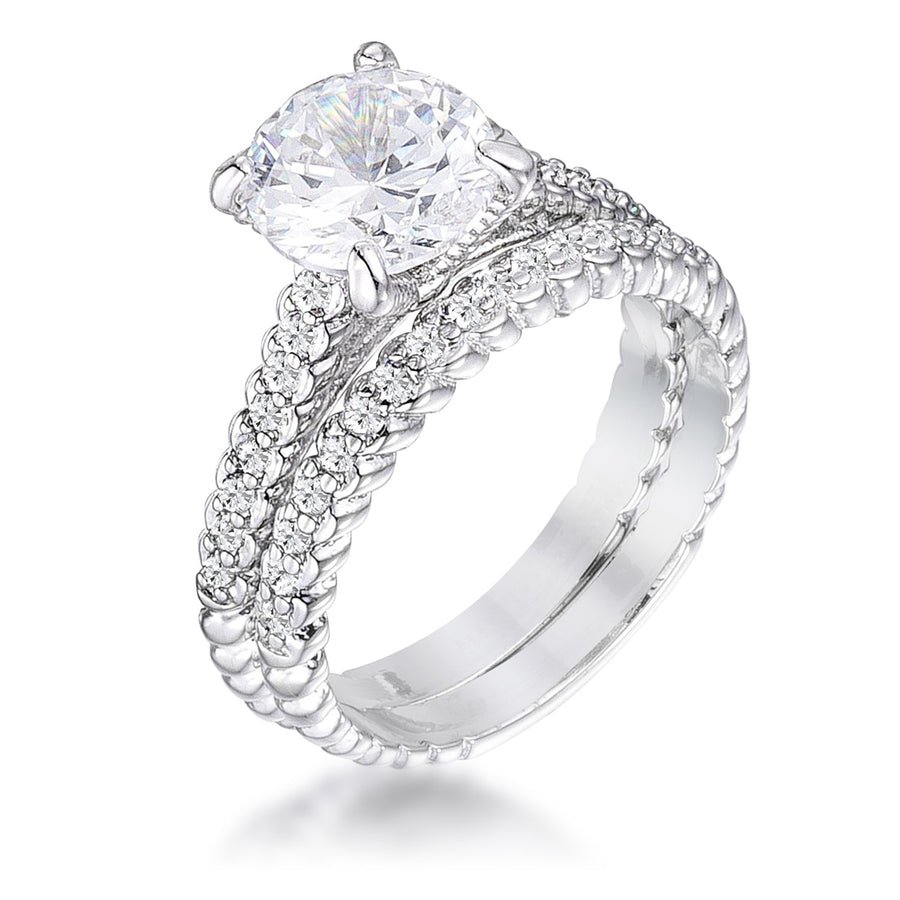 2.1Ct Silvertone Baroque Style Wedding Set, <b>Size 5</b>