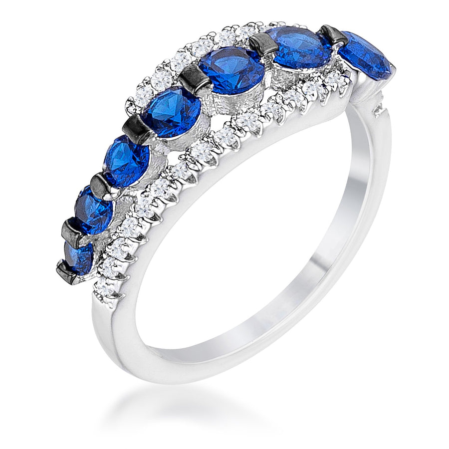 1.06Ct Rhodium & Hematite Plated Graduated Black & Clear CZ Half Eternity Ring, <b>Size 5</b>