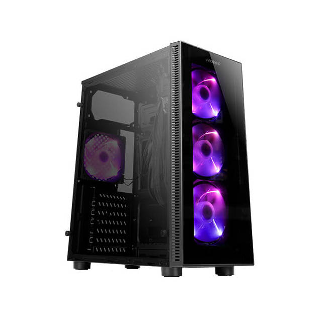 Antec NX Series NX210, Mid-Tower ATX Gaming Case, Tempered Glass Front & Side Panels, 4 x 120 mm ARGB Fans Included