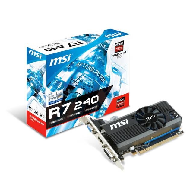 MSI AMD Radeon R7 240 LP 2GB DDR3 VGA/DVI/HDMI Low Profile PCI-Express Video Card
