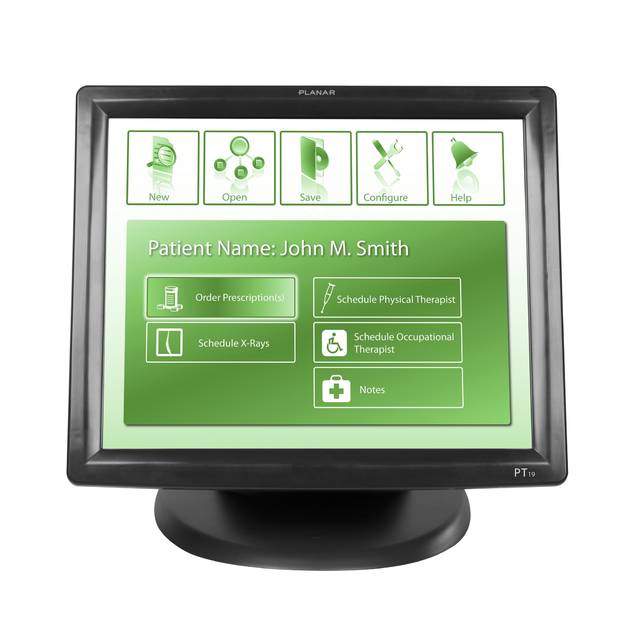 Planar PT1975S 19 inch 800:1 5ms DVI/USB Touchscreen LCD Monitor (Black), w/ Speakers