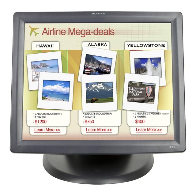 Planar PT1911MX 19 inch 800:1 5ms DVI/USB Touchscreen LCD Monitor (Black), w/ Speakers