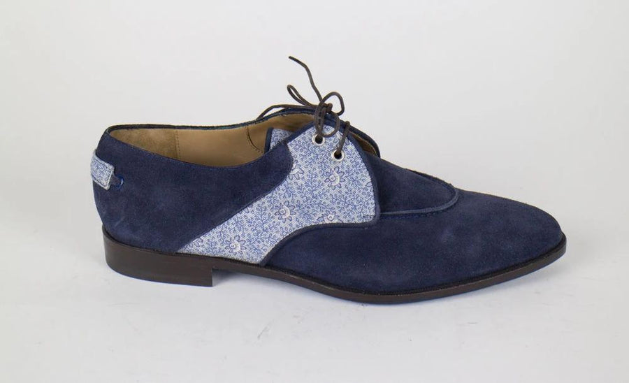 Suede & Canvas Apron Toe Oxfords - Blue