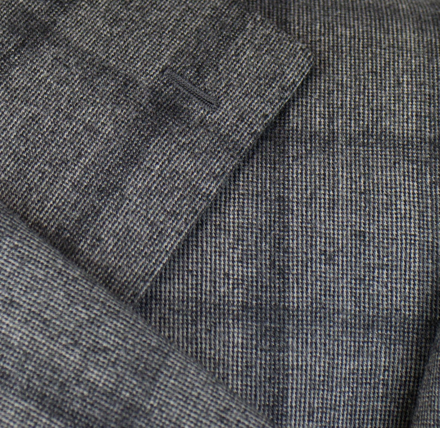 Drop 7 Windowpane Check Wool 3/2 Button 3 Piece Suit - Gray