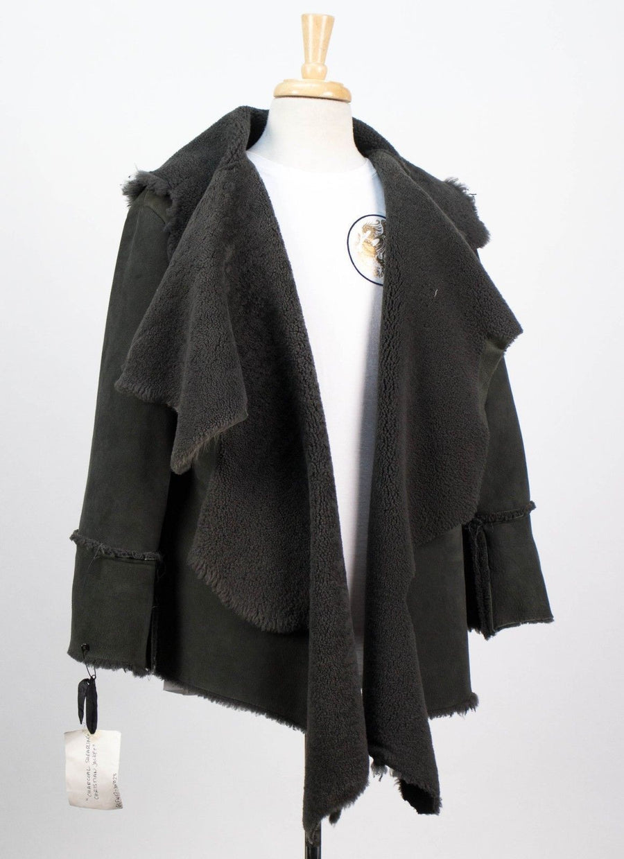 Shearling Leather 'Christian' Jacket - Gray