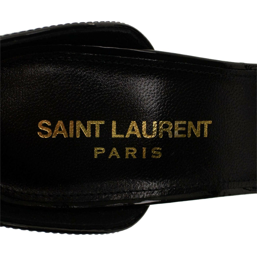 Patent Opyum Ankle Strap YSL Heel Pumps - Black