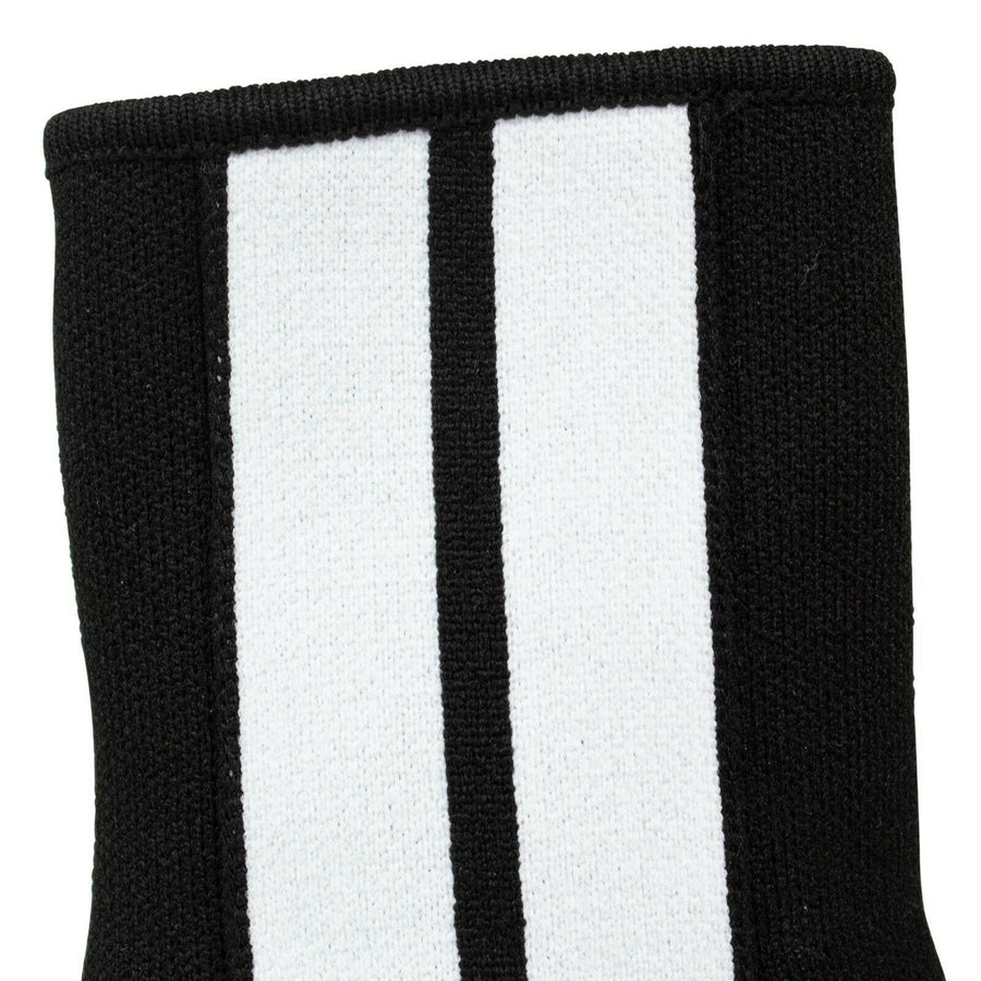 Striped Sock Cutout Ankle Boots - Black