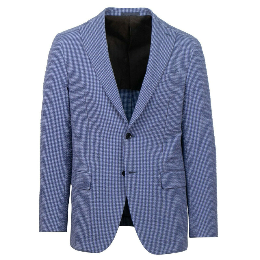Drop 7 Check Cotton 2 Button Sport Coat - Blue
