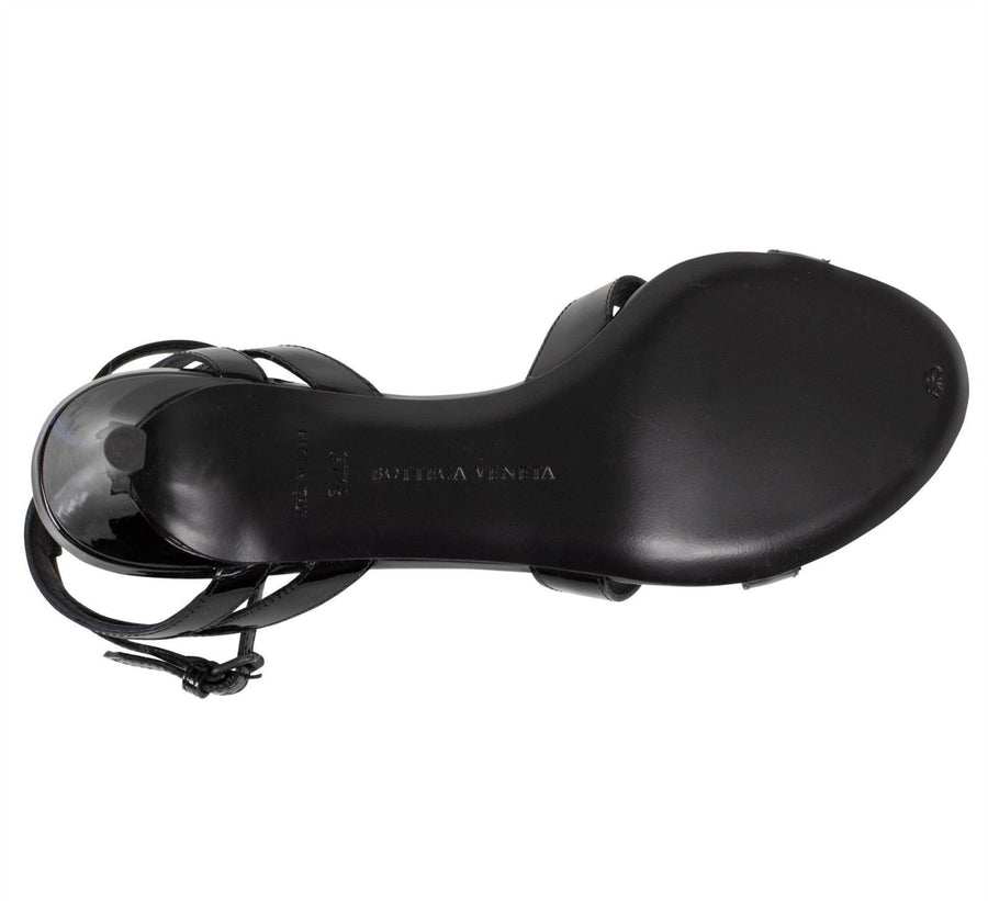 Open Toe Patent Leather Pumps - Black