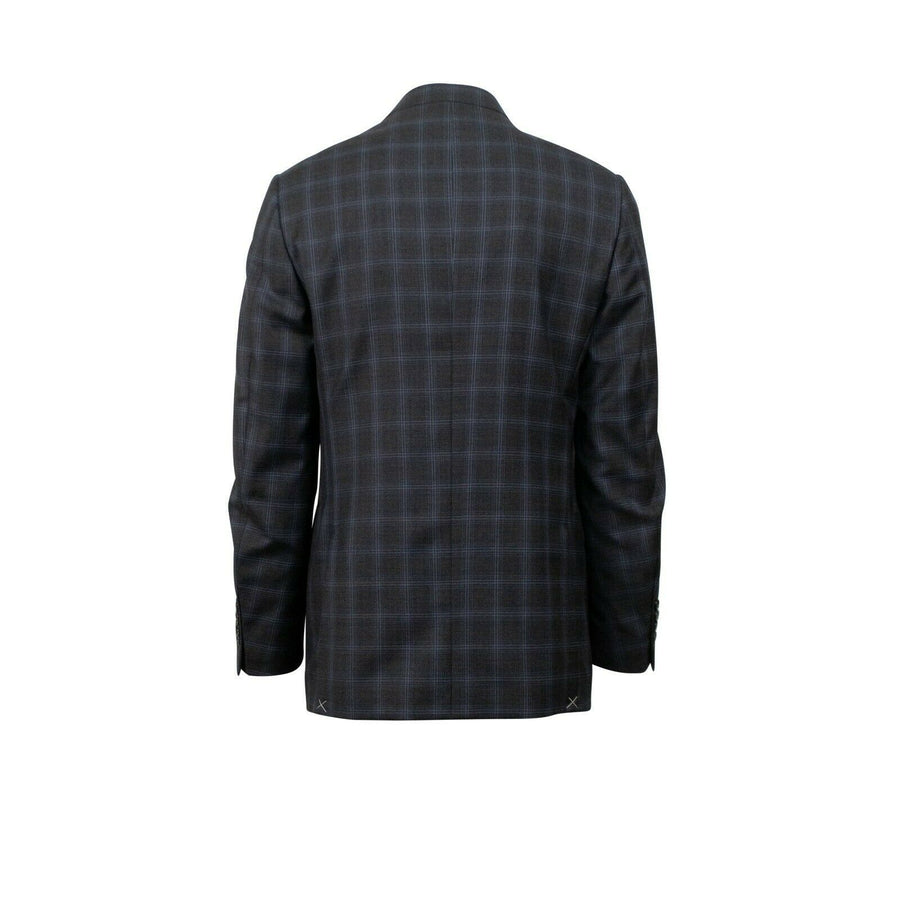 Drop 6 Plaid 3 Roll 2 Button Wool Sport Coat - Gray / Blue