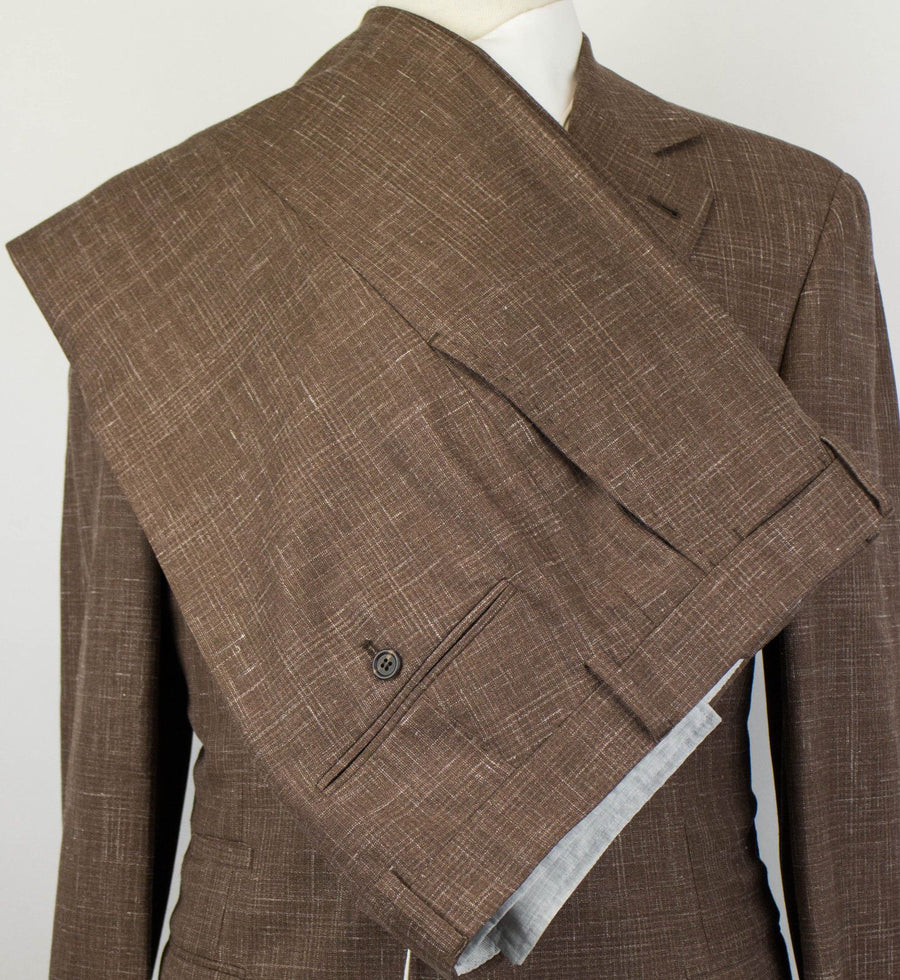 Wool Blend 3 Roll 2 Button Suit - Brown