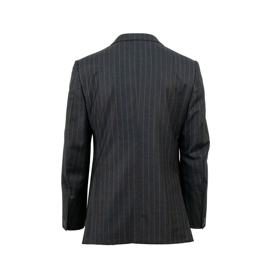 Striped Wool Two Button Suit - Gray