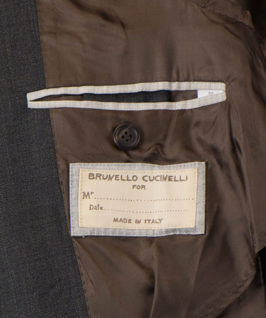 Wool Double Breasted Suit - Charcoal Gray