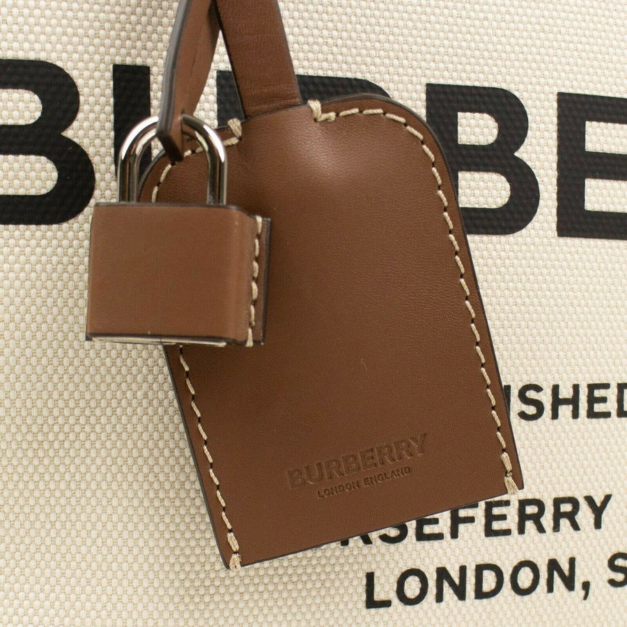 Cotton Horseferry Print Canvas Cube Bag - Beige