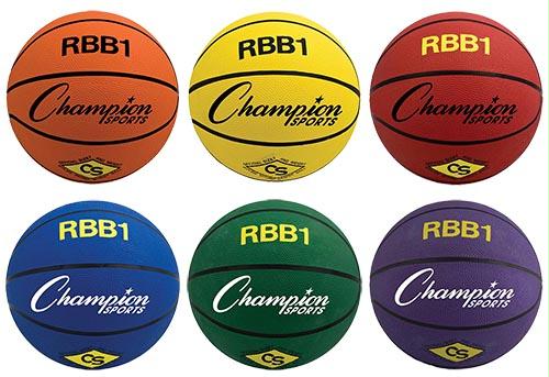 Champion Sports Rubber Basketballs - Official (Set of 6 Colors)