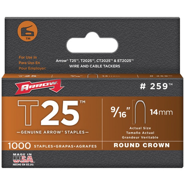 T25 Round Crown Staples, 9/16