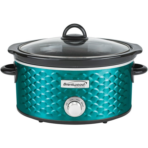 4.5-Quart Scallop Pattern Slow Cooker (Blue)
