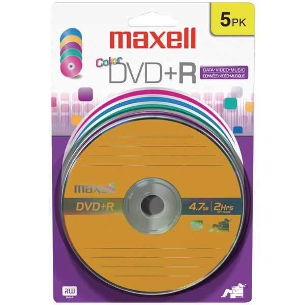 4.7GB 120-Minute DVD+Rs (5 pk, Color, Carded)