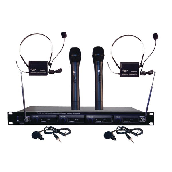 4-Microphone VHF Wireless Rack-Mount Microphone System
