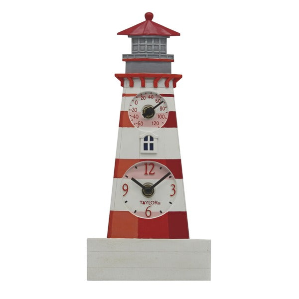 12-Inch Lighthouse Clock with Thermometer