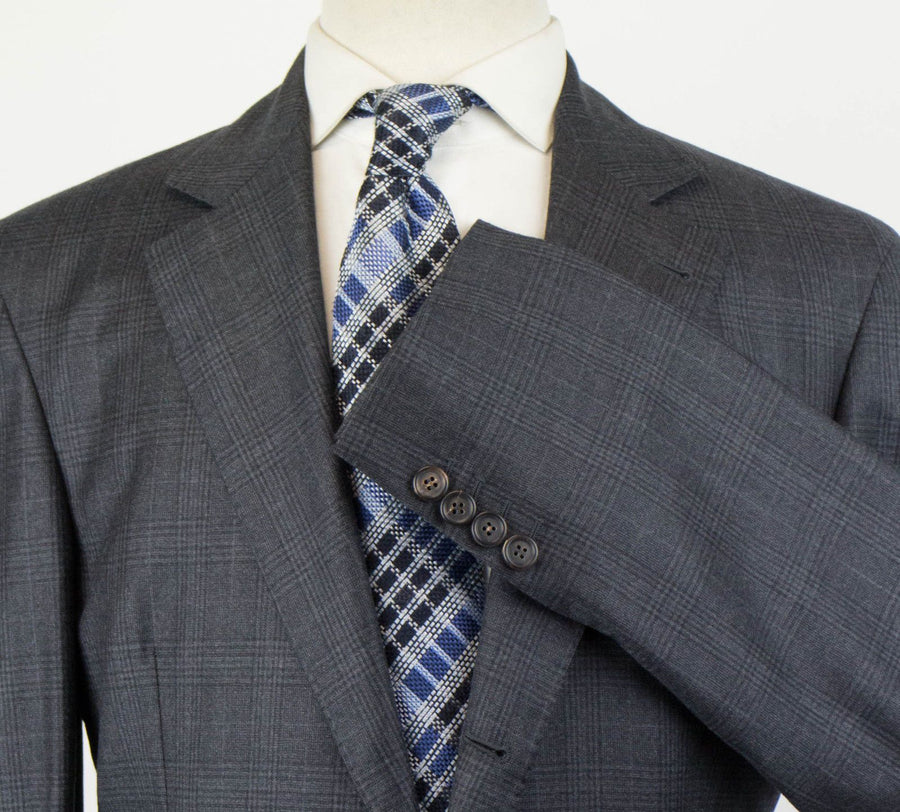 Wool Glen Plaid 3/2 Button Sport Coat - Gray