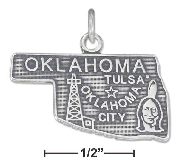 Sterling Silver Antiqued Oklahoma State Charm