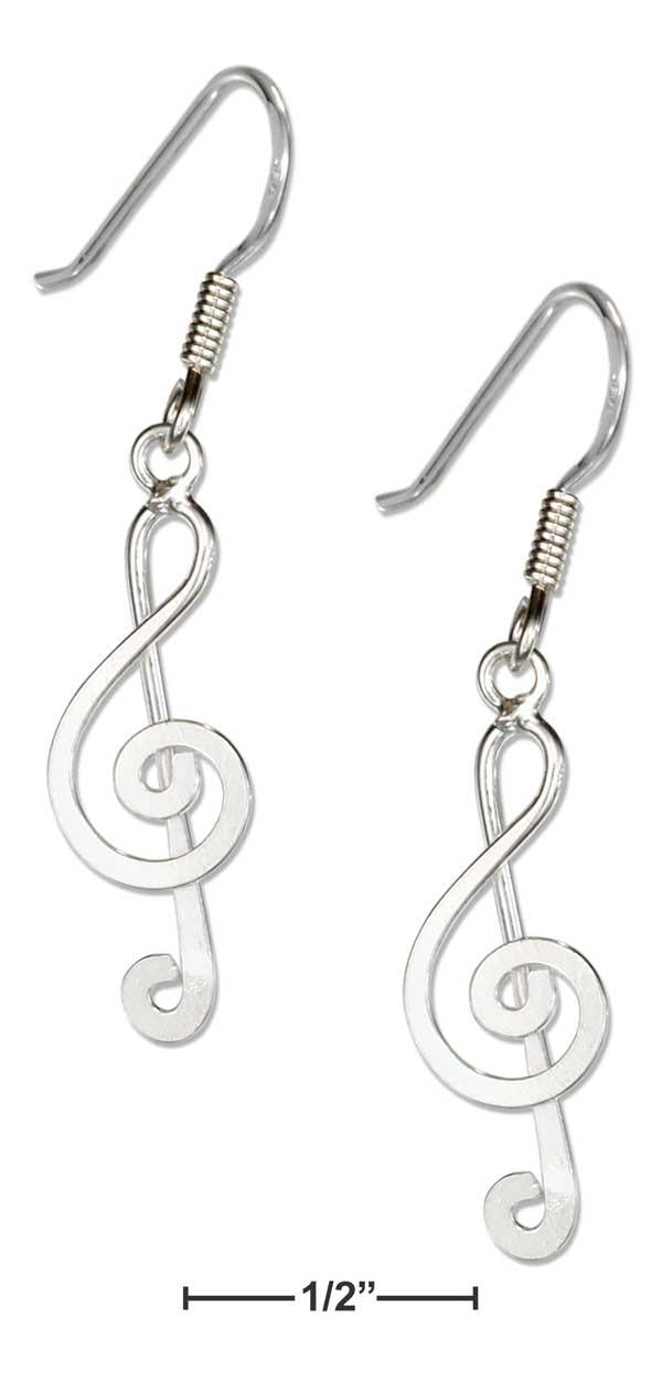 Sterling Silver Music G-clef Earrings