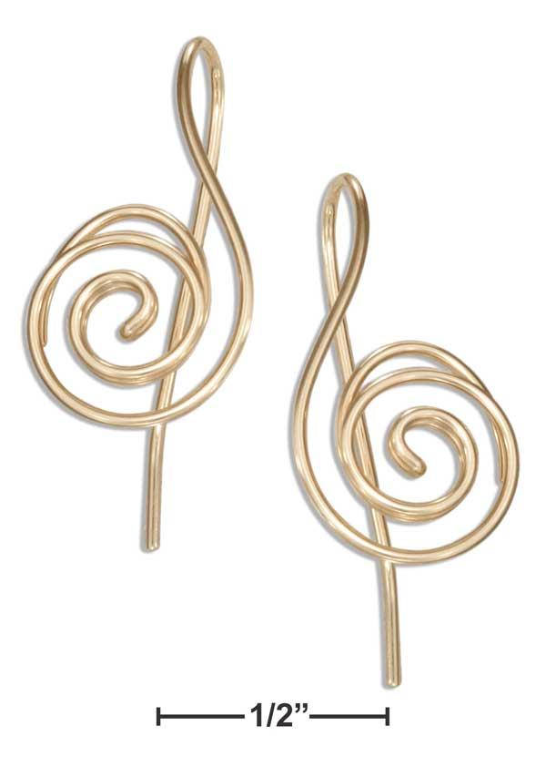12 Karat Gold Filled Swirling G-clef Wire Earrings
