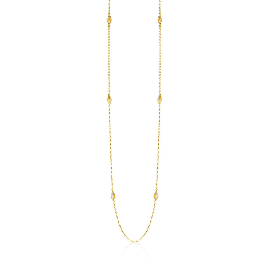 14k TwoTone Yellow and White Gold Necklace with Teardrop Motifs