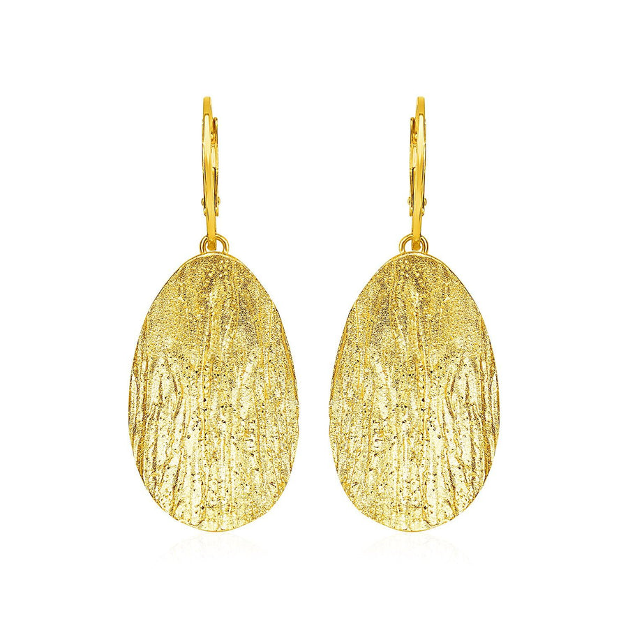 Textured Oval Earrings with Yellow Finish in Sterling Silver