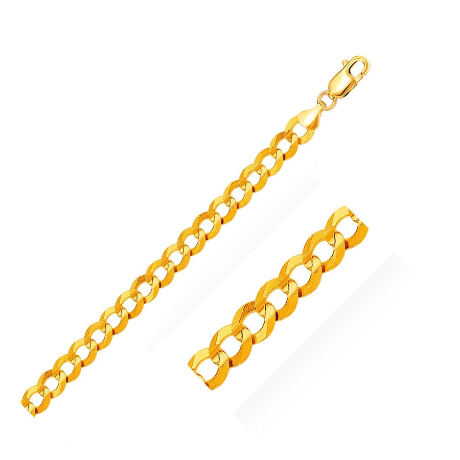 7.0mm 14k Yellow Gold Solid Curb Chain