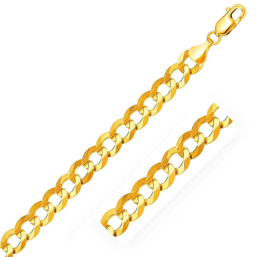 14k Yellow Gold Solid Curb Chain 10.0mm