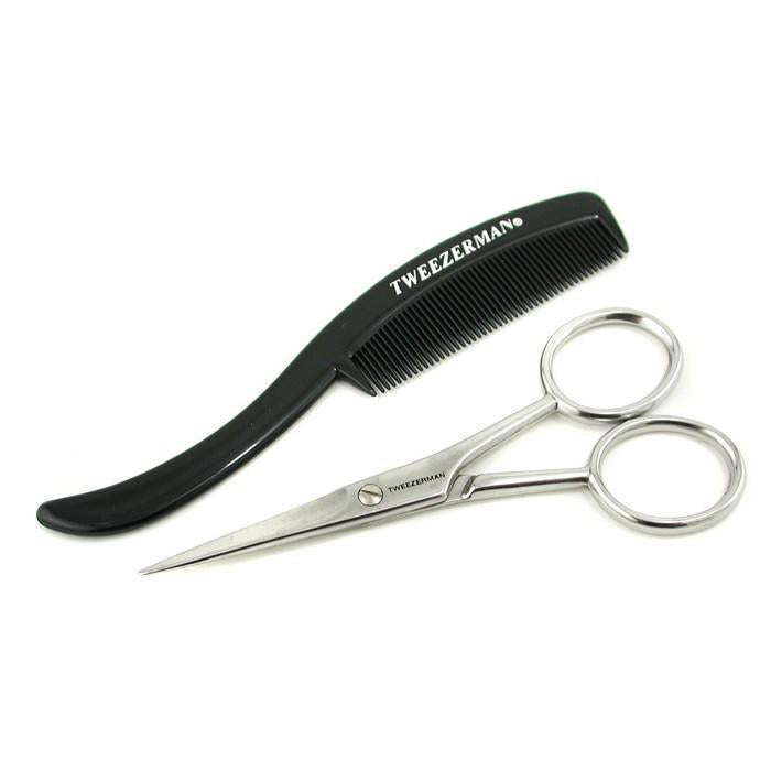 Moustache Scissors With Grooming Comb - 2pcs