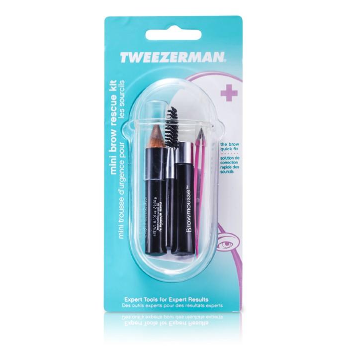 Mini Brow Rescue Kit: Slant Tweezer + Browmousse + Brow Brush + Eyenhance Brow Highlighter + Case - 4pcs+1case