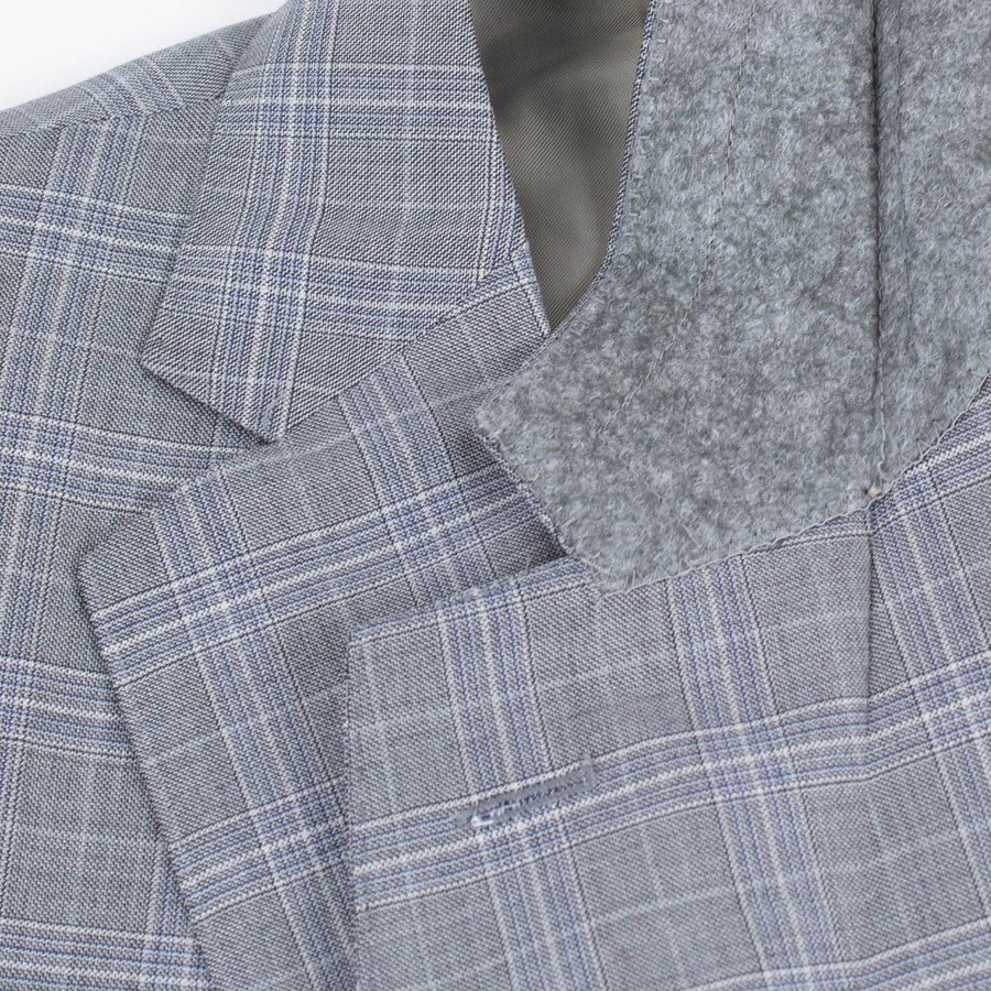 Drop 6 Plaid Check Wool Two Button Suit - Gray